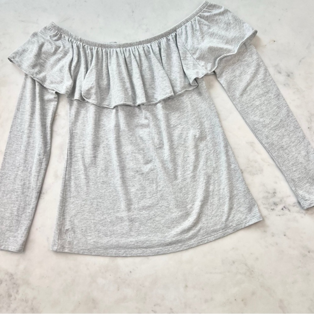 Lilly Pulitzer Gray Ruffled Long Sleeve Blouse
